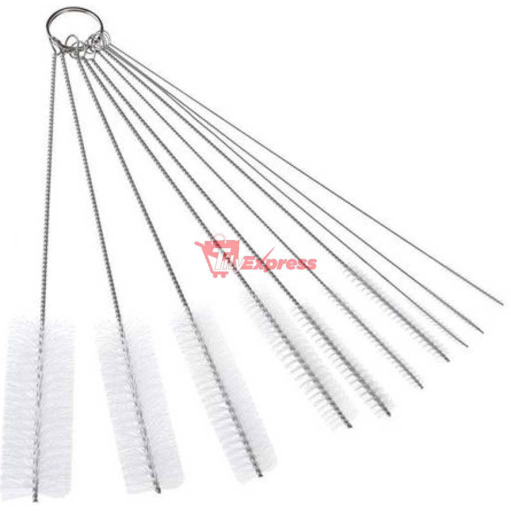 10PCS Nylon Cleaning Brushes - Nylon Cleaning Brush Set Test Tube Bottle Straw Washing Cleaner Bristle Kit- White