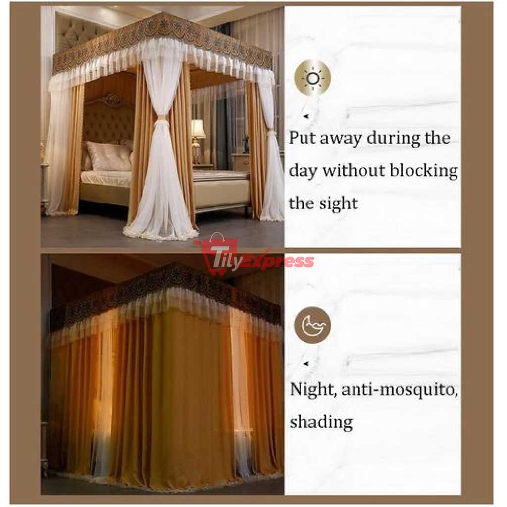 All Brown 4 Stand Curtain Mosquito Net