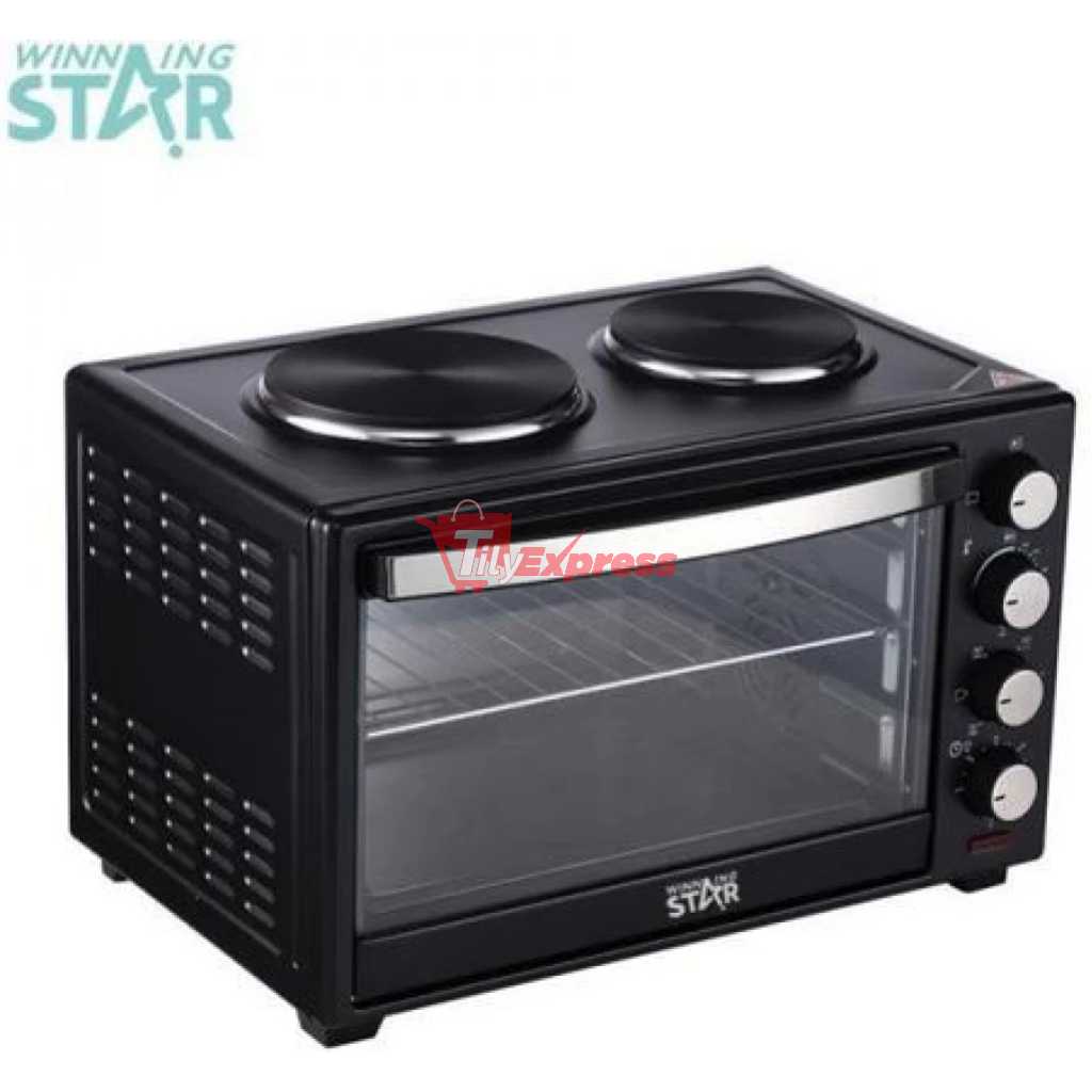 RAF 40 Litres Electric Oven Cooker With 2 Hot Plates- Black