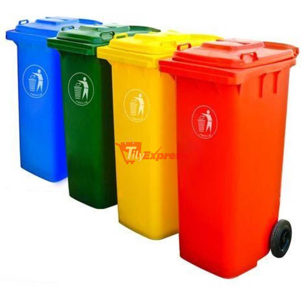 120 Litres Commercial Outdoor Large Plastic trash Dust Bin With wheel-Multicolor