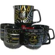 6 Pieces Of Silver And Gold Printed Coffee Tea Cups Mugs- Black Coffee Cups & Mugs TilyExpress