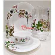 Luminarc Prunier Plates, Cups, Bowls Glass Dinnerware Set, 46 Piece, Multicolor