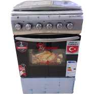 KLASS Full Electric Cooker 50x60cm, 4 Electric Plates, Electric Oven & Grill, Rotisserie, Oven Lamp & Timer, 4TTE-5604HP - Inox