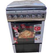 KLASS Cooker 50x60cm, 2 Gas Burners + 2 Hot Plates, Electric Oven & Grill, Rotisserie, Oven Lamp & Timer, 4TTE-5622TI - Inox