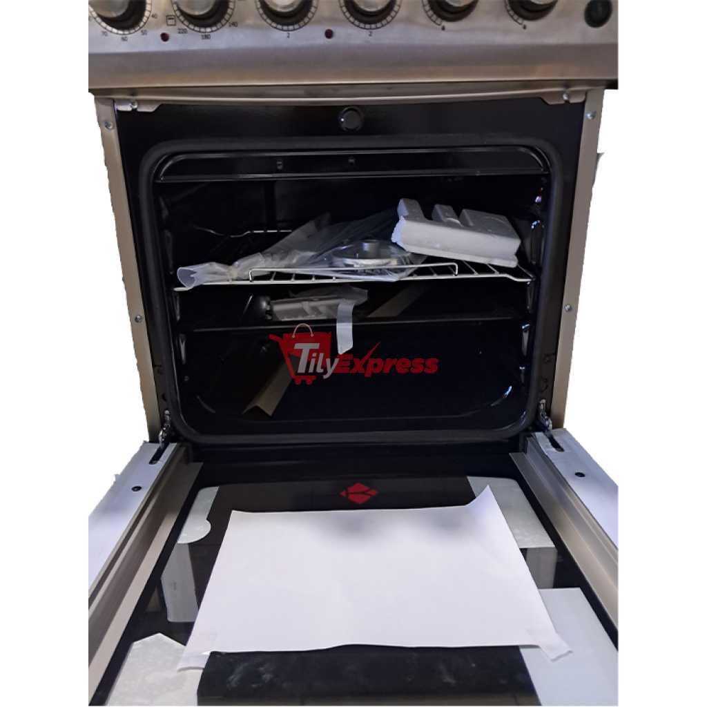 KLASS Cooker 50x60cm, 2 Gas Burners + 2 Hot Plates, Electric Oven & Grill, Rotisserie, Oven Lamp & Timer, 4TTE-5622TI - Inox