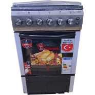 KLASS Cooker 50x60cm, 3 Gas Burners + 1 Hot Plate, Electric Oven & Grill, Rotisserie, Oven Lamp & Timer, 4TTE-5631HI - Inox