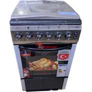 KLASS Cooker 50x60cm, 3 Gas Burners + 1 Hot Plate, Electric Oven & Grill, Rotisserie, Oven Lamp & Timer, 4TTE-5631HI - Inox