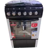 KLASS 60x60cm Full Gas Cooker, 4 Gas Burners, Gas Oven & Grill, Oven Lamp & Timer, 4TTE-6640BLK - Black