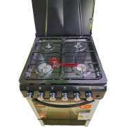 KLASS 60x60cm Full Gas Cooker, 4 Gas Burners, Gas Oven & Grill, Oven Lamp & Timer, 4TTE-6640BLK – Black Gas Cookers TilyExpress