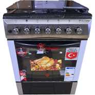 KLASS Cooker 60x60cm, 2 Gas Burners + 2 Hot Plates, Electric Oven & Grill, Rotisserie, Oven Lamp & Timer, 4TTE-6622TI/SD - Inox