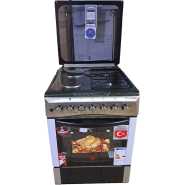 KLASS Cooker 60x60cm, 2 Gas Burners + 2 Hot Plates, Electric Oven & Grill, Rotisserie, Oven Lamp & Timer, 4TTE-6622TI/SD - Inox