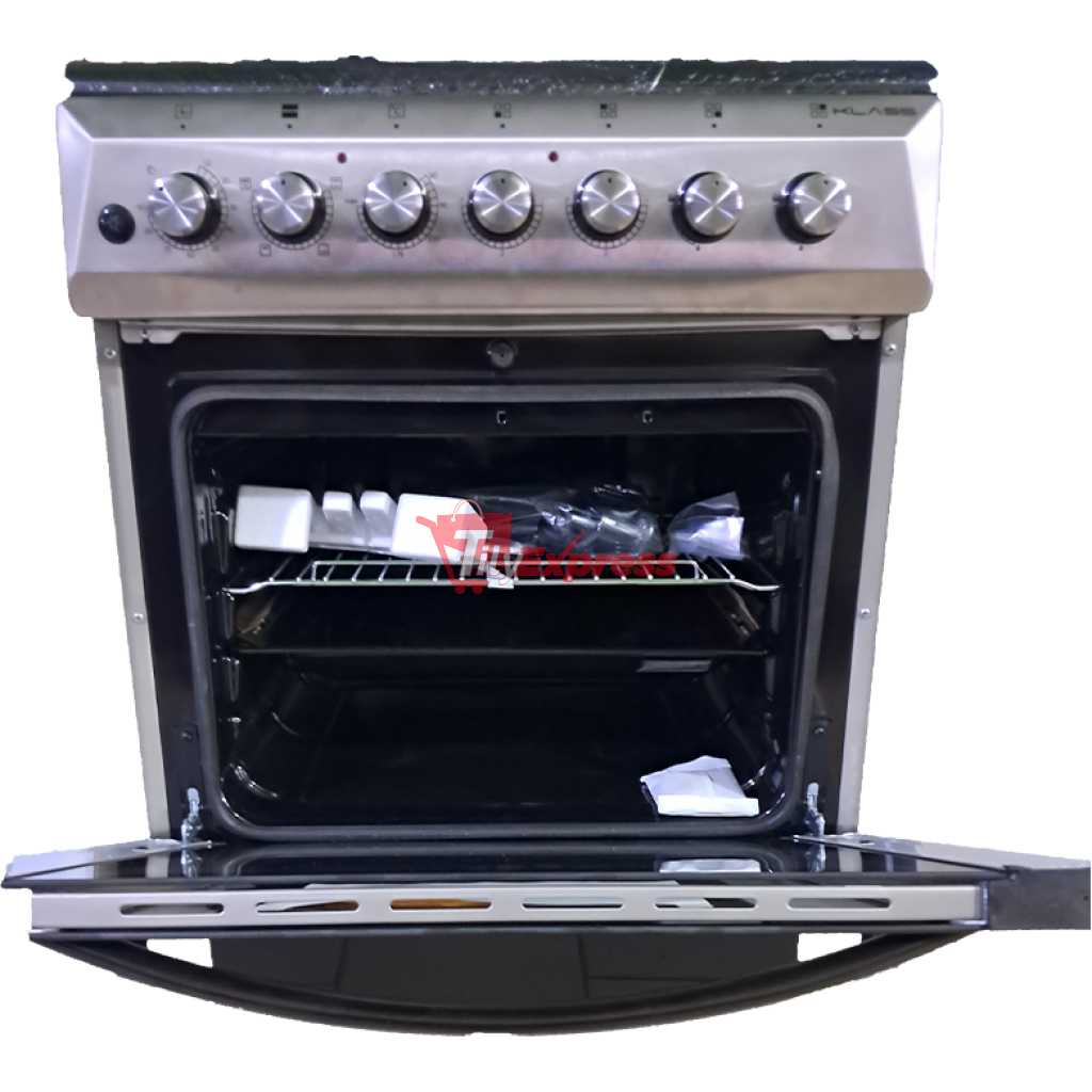 KLASS Cooker 60x60cm, 2 Gas Burners + 2 Hot Plates, Electric Oven & Grill, Rotisserie, Oven Lamp & Timer, 4TTE-6622TI/SD - Inox