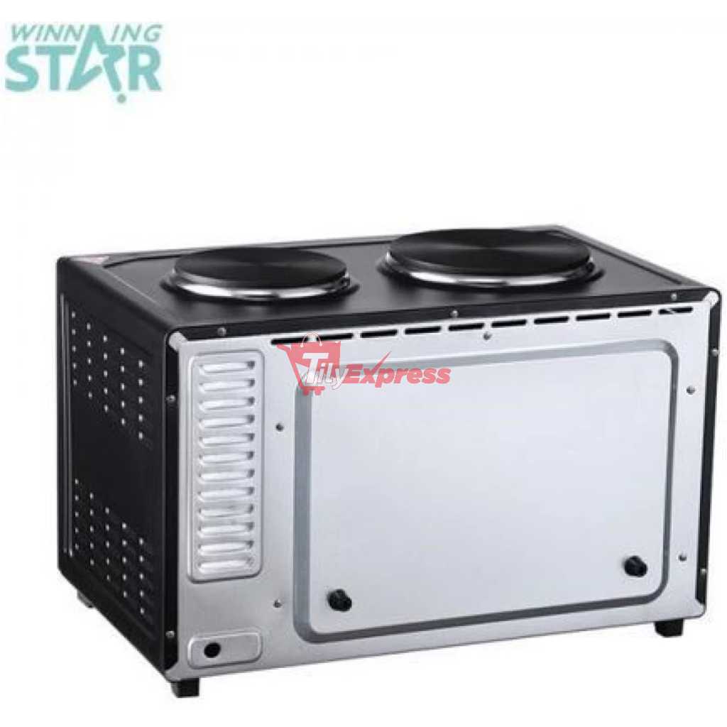 RAF 40 Litres Electric Oven Cooker With 2 Hot Plates- Black