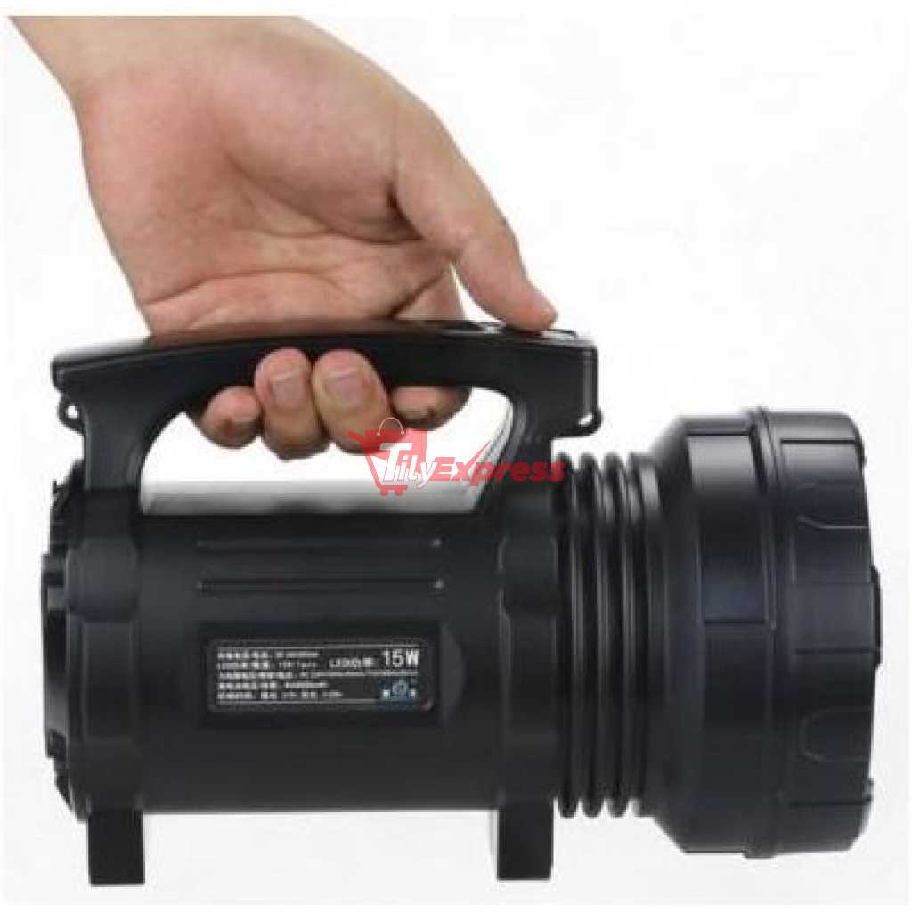 LED Search Light 10W with Lithium Battery Dual Charging 220V AC & 12V DC Solar - Rechargeable Handheld Torch