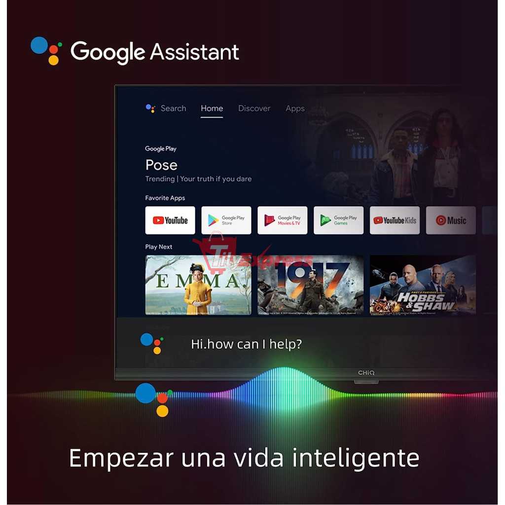 CHiQ 50-Inch Smart Android TV, Smart TV, UHD, 4K, Wi-Fi, Bluetooth, Google Assistant, Netflix, Prime Video, 3 HDMI, 2 USB