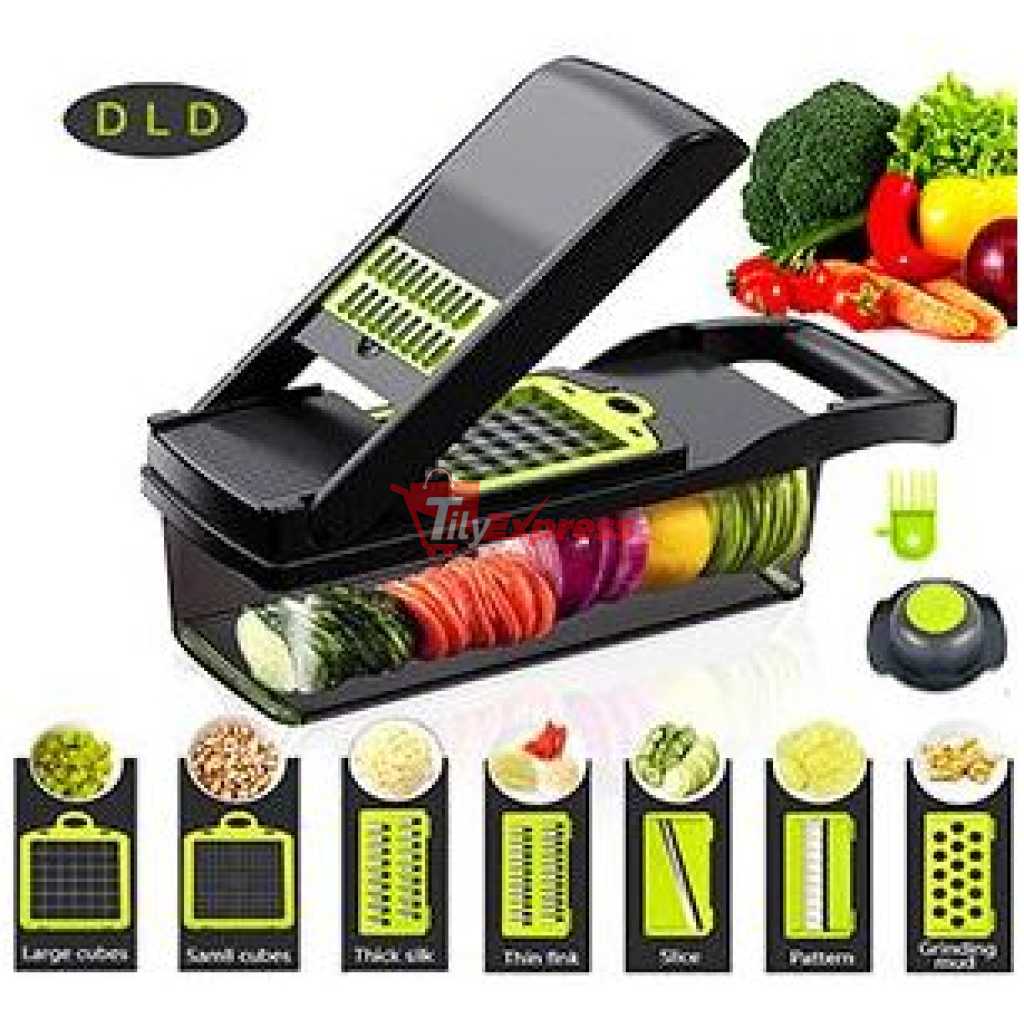 11 in 1 Multi-function Vegetable and Fruit Chopper Kitchen Diced Artifact Potato Shredded grater grater household potato chip sliced grater -Grey