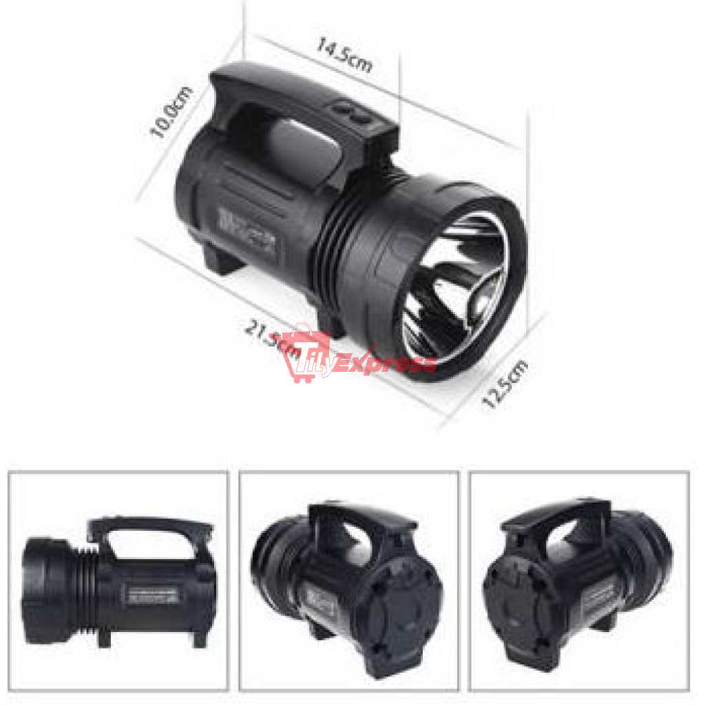 LED Search Light 10W with Lithium Battery Dual Charging 220V AC & 12V DC Solar - Rechargeable Handheld Torch