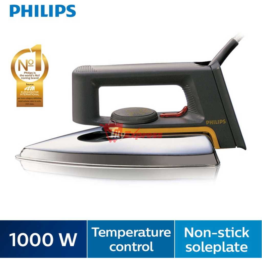 Philips Original Iconic Classic Dry Flat iron Linished Soleplate HD1172 - 1000 Watts - Grey/Silver