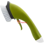 Kitchen Cleaning Brush Handheld Water Spray Scrub Brush Dish Brush With Handle- Green