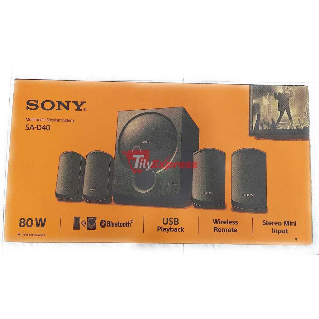 SONY 4.1ch Home Theatre Satellite Speakers SA-D40; 80W, USB, Audio In, Bluetooth, Remote - Black