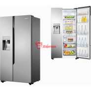 Hisense 670L Side-by-side Fridge With Dispenser RC-67WS4SB1; Auto Defrost, Multi-Air Flow System Refrigerator - Silver