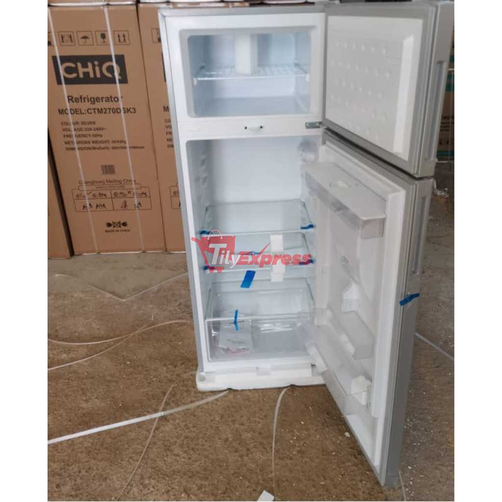 CHiQ 330-Litre Fridge CTM330DBIK3; Water Dispenser Top Mounted Double Door Defrost Fridge Refrigerator -Silver