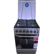 YES Full Gas Cooker 50x60cm YS-5640GTB; 4-Gas Burners, Gas Oven & Grill, Auto Ignition - Silver