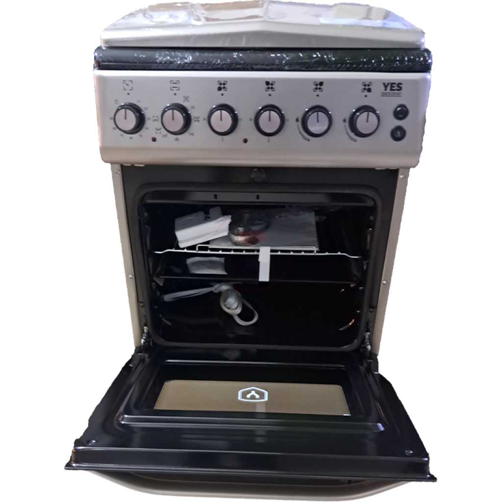 YES Cooker 2- Gas Burners + 2 Electric Plates, 50x60cm YS-5622GTB; Gas Oven & Grill, Auto Ignition - Silver