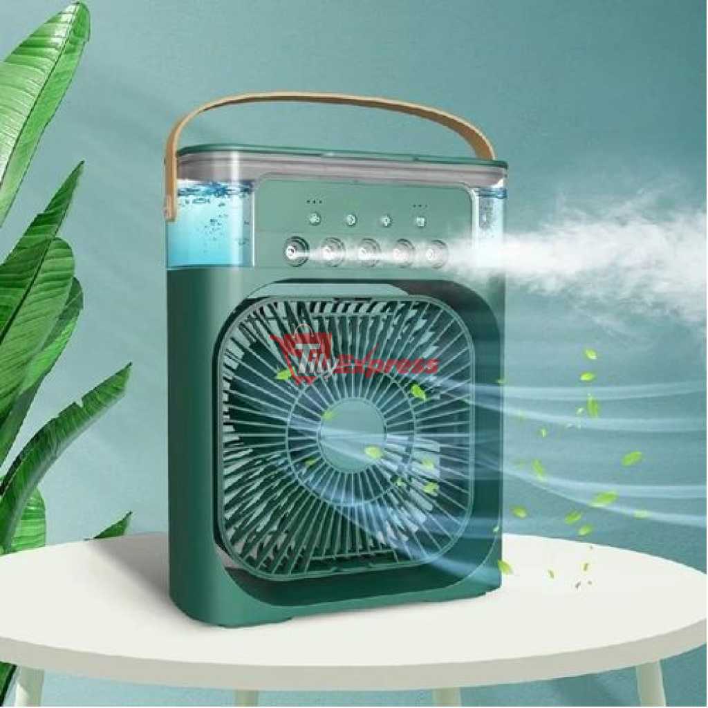 Portable Air Conditioning Fan, Mini Evaporative Air Cooler Table Fan With 7 Color Led Lights, 1/2/3 Hour Timer, 3 Wind Speeds- Multicolor