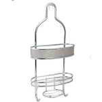 Shelf Stainless Steel Hanging Bathroom Shower Caddy Sanye 2-laags with Hooks- Silver