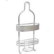 Shelf Stainless Steel Hanging Bathroom Shower Caddy Sanye 2-laags with Hooks- Silver