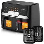 RAF 12L Air Fryer With 2 Independent Baskets Grill Oven- Black