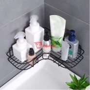 Self-Adhesive Metal Bathroom Kitchen Corner Rack Storage Shelves – Black Bathroom Accessories TilyExpress 2