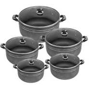 Tornado 10 Piece Tornado Non-stick Saucepan Cookware Pots, Black.