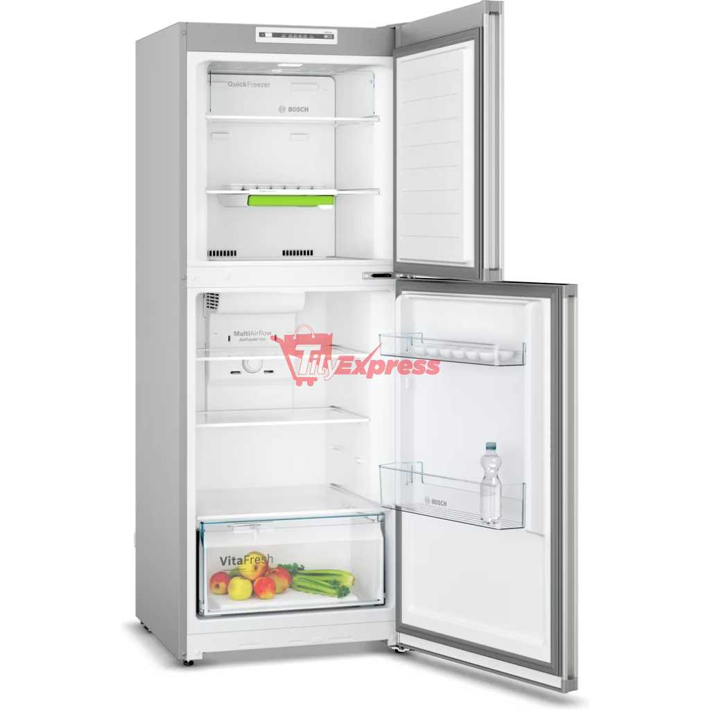 Bosch 260 Litre Fridge KDN26N12N5; Frost Free Freestanding 2-Door Top Freezer Refrigerator - Inox