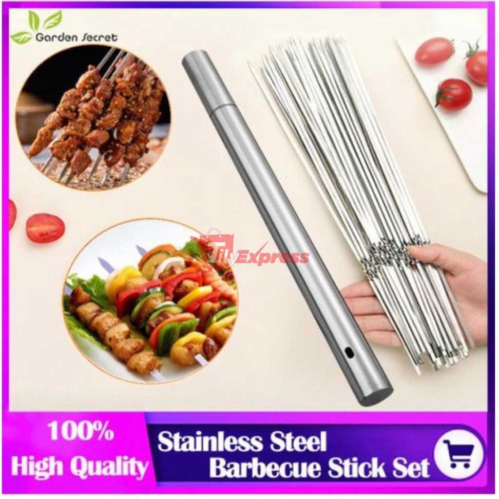 Kabob Skewers for Grilling, 6-Piece 16" Metal Skewers for Kabobs with Slider, Stainless Steel Flat BBQ Skewers Shish Kabob Skewers for Meat Shrimp, Reusable Sword Skewers with Storage Case Gift -Gift.