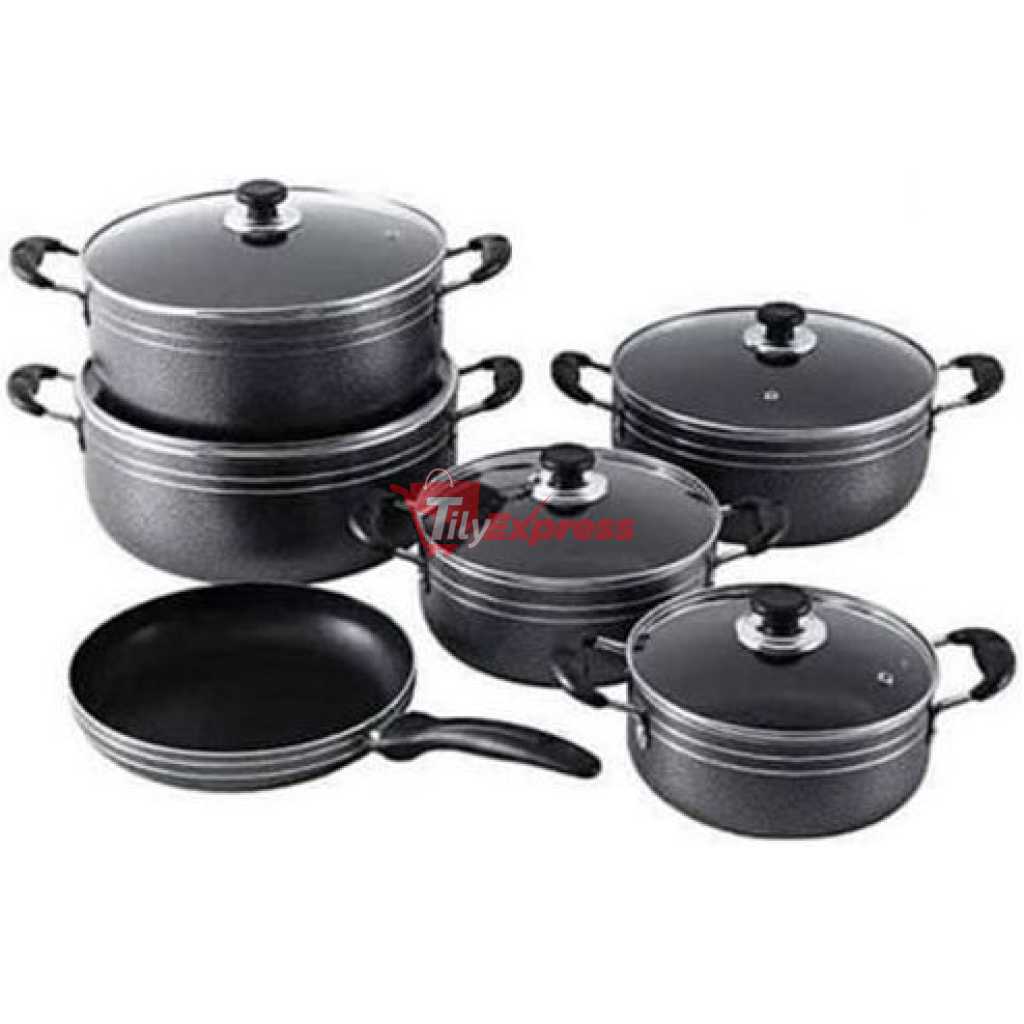 Tornado Aluminum Cookware Set of 5 Pots And 1 Frying pan -Black