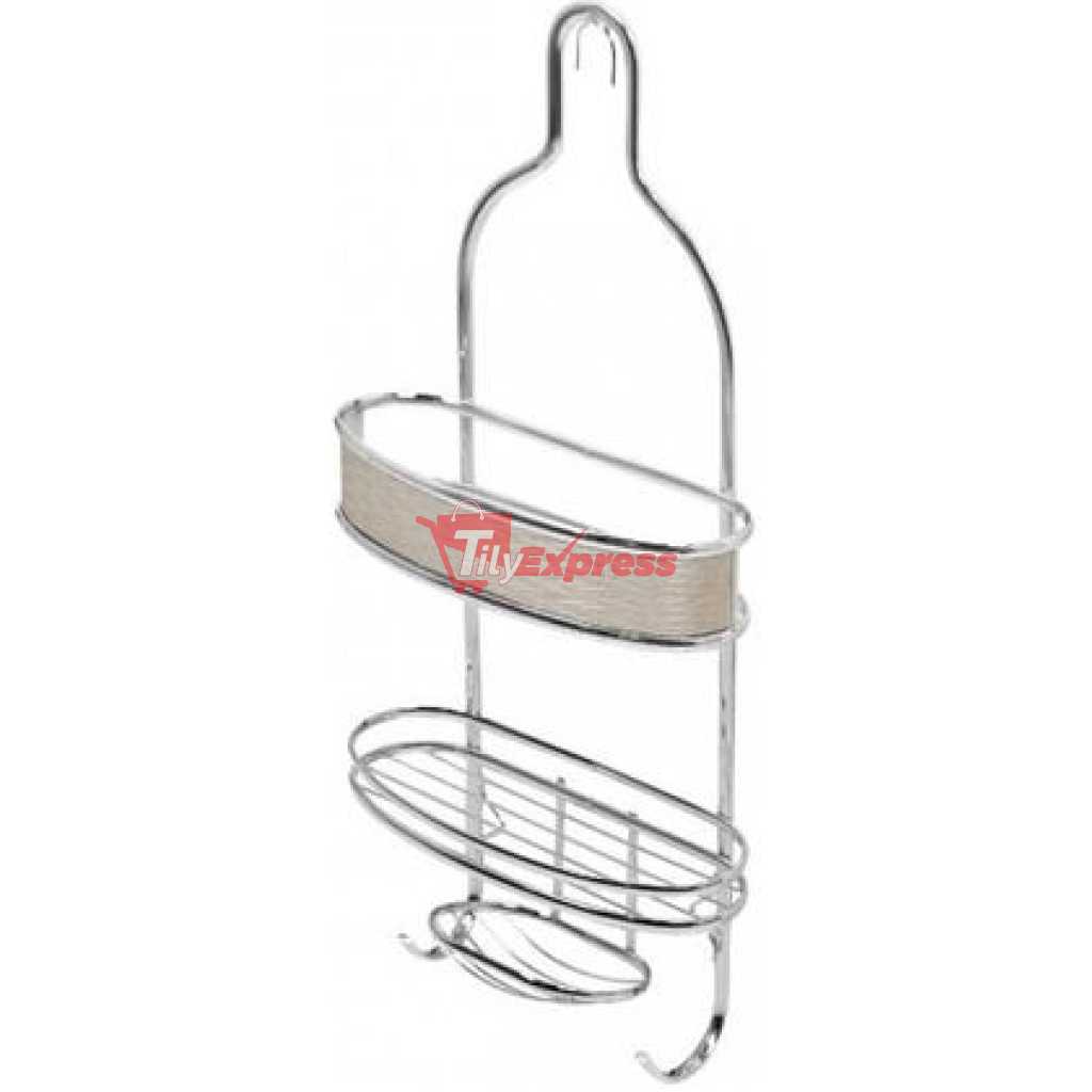 Shelf Stainless Steel Hanging Bathroom Shower Caddy Sanye 2-laags with Hooks- Silver