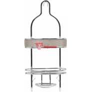 Shelf Stainless Steel Hanging Bathroom Shower Caddy Sanye 2-laags with Hooks- Silver