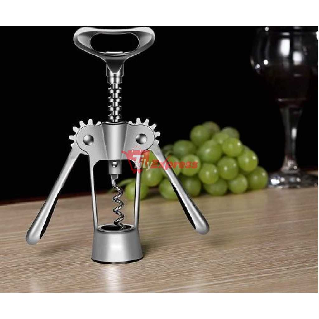 Mosaic All in One Wine Cork Screw Bottle Opener - Wine Opener, Wing Corkscrew Wine Bottle Opener with Multifunctional Bottles Opener PRM- Silver