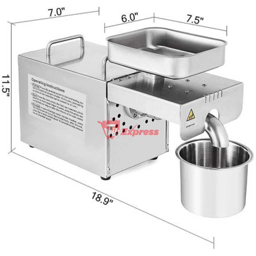 Oil Press Machine 750W Cold/Hot Press Automatic Oil Extractor Organic Oil Expeller Commercial Grade Stainless Steel Oil Press Machine