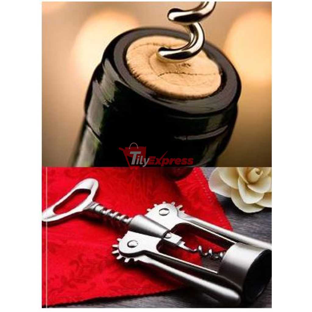 Mosaic All in One Wine Cork Screw Bottle Opener - Wine Opener, Wing Corkscrew Wine Bottle Opener with Multifunctional Bottles Opener PRM- Silver