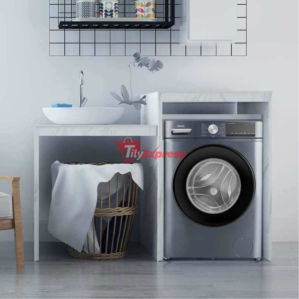 CHiQ 10kg Front Load Washing Machine - CG100-14586BSK3, AI One touch with Quick wash Function, High Speed 1400 rpm, Counter Depth and Child lock, Inverter Motor, Silver