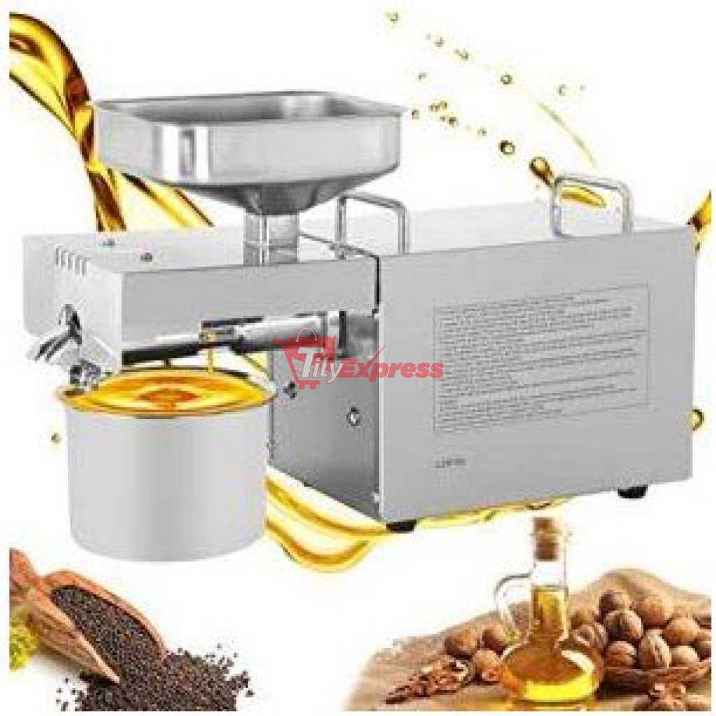 Oil Press Machine 750W Cold/Hot Press Automatic Oil Extractor Organic Oil Expeller Commercial Grade Stainless Steel Oil Press Machine