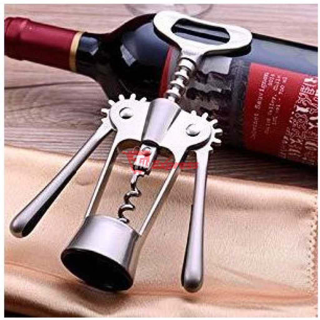 Mosaic All in One Wine Cork Screw Bottle Opener - Wine Opener, Wing Corkscrew Wine Bottle Opener with Multifunctional Bottles Opener PRM- Silver