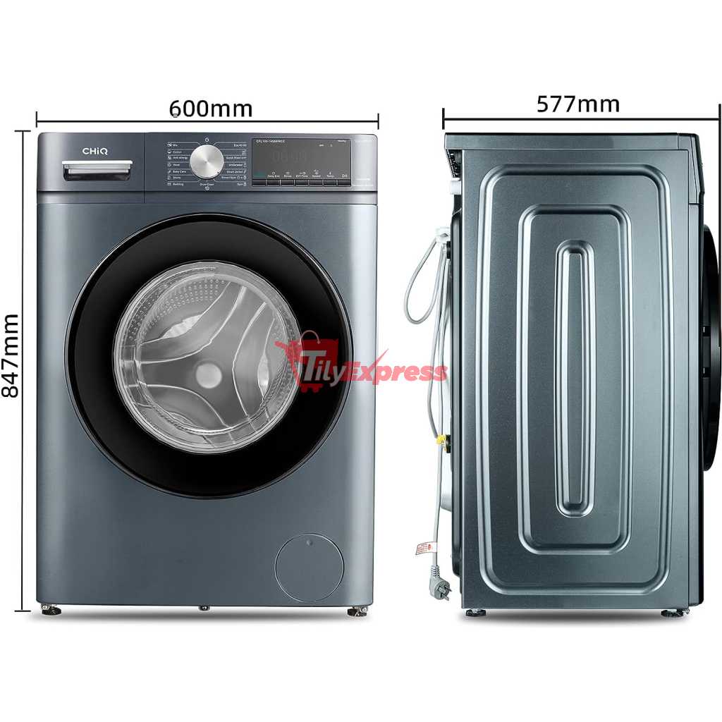 CHiQ 10kg Front Load Washing Machine - CG100-14586BSK3, AI One touch with Quick wash Function, High Speed 1400 rpm, Counter Depth and Child lock, Inverter Motor, Silver