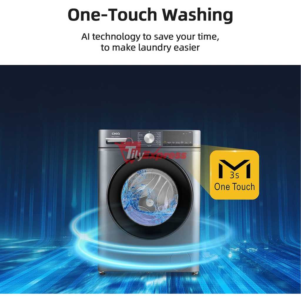 CHiQ 8kg Front Load Washing Machine - CG80-14586BSK3, AI One touch with Quick wash Function, High Speed 1400 rpm, Counter Depth and Child lock, Inverter Motor, Silver