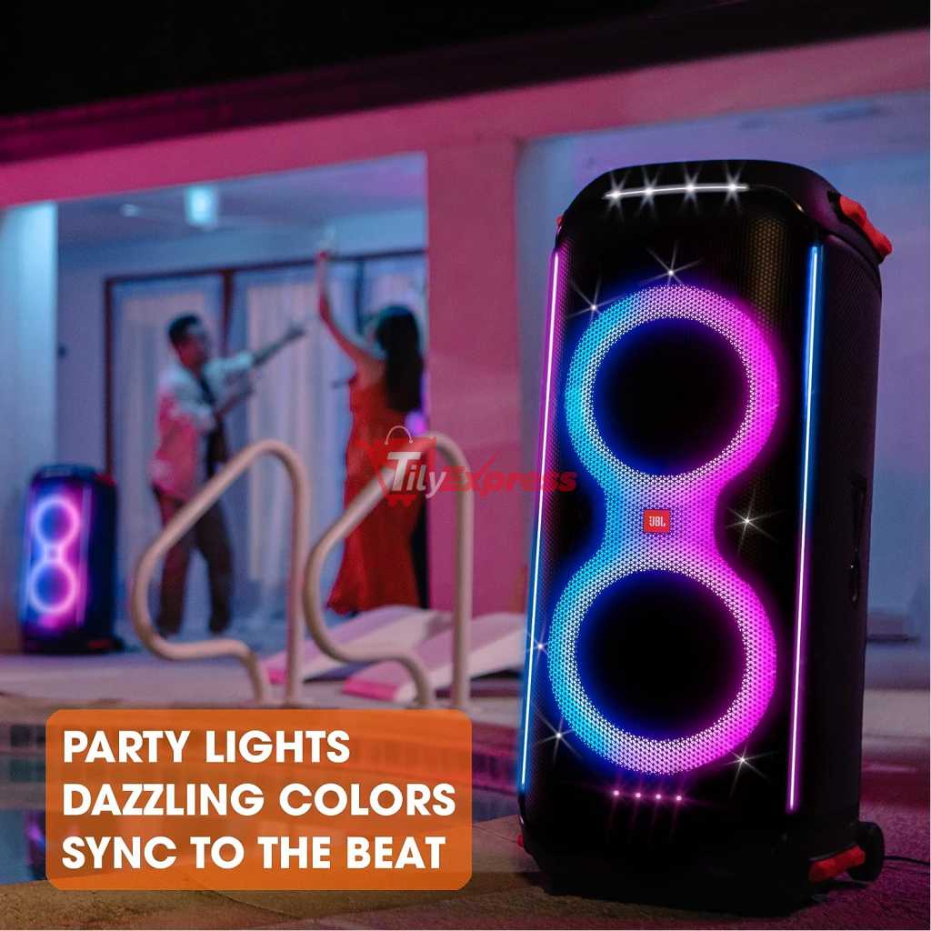 JBL PartyBox 710 - Party Speaker with Powerful Sound, Built-in Lights and Extra Deep Bass, IPX4 Splashproof, App/Bluetooth Connectivity, Made for Everywhere with a Handle and Integrated Wheels (Black)