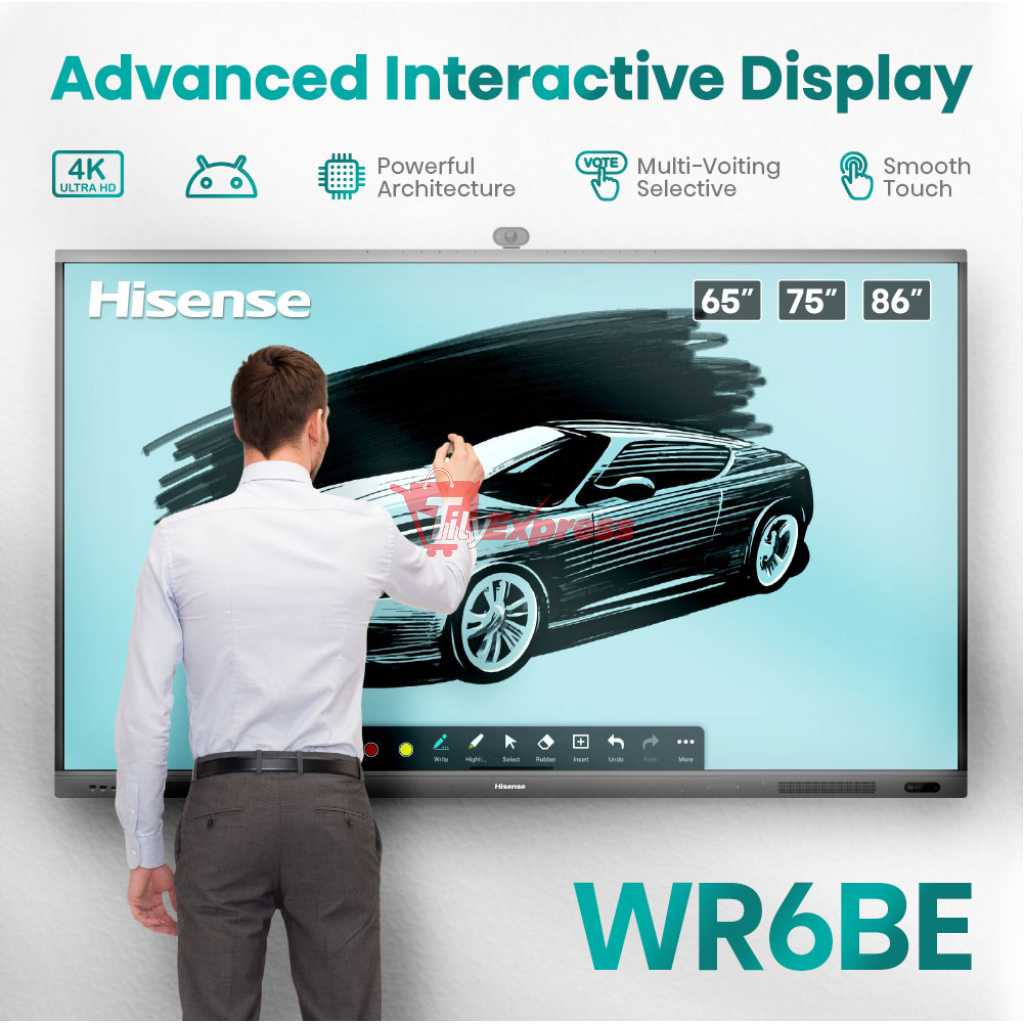 Hisense 65 - Inch Touch Interactive Conference LED Touch Screen 65WR6BE, 4K Smart LED Interactive Commercial Display Screen - Black