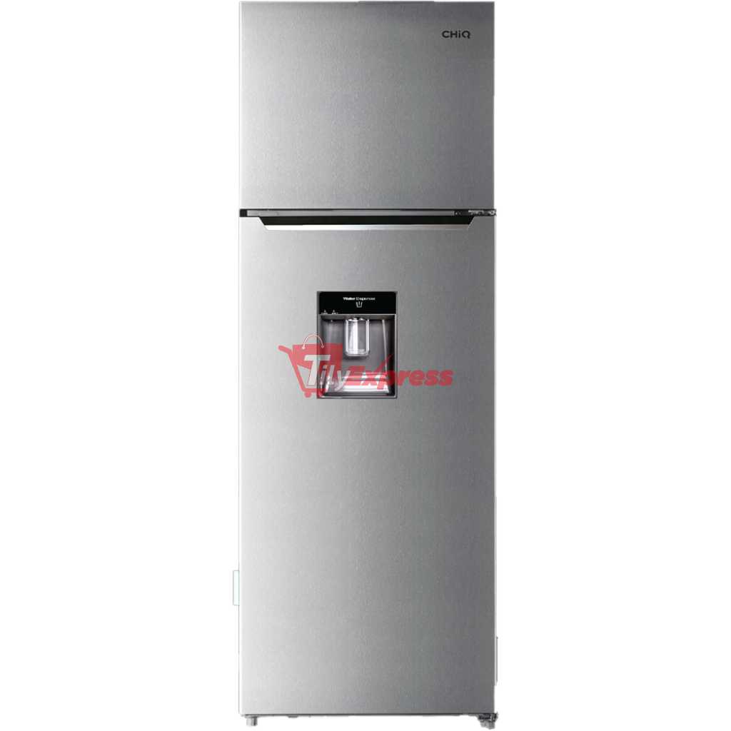 CHiQ 330-Litre Fridge CTM330DBIK3; Water Dispenser Top Mounted Double Door Fridge Refrigerator -Silver